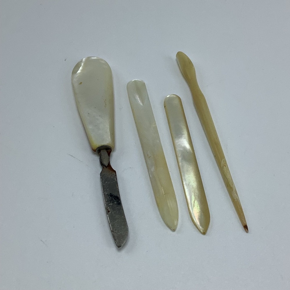 Vintage Mother of Pearl Manicure 4 Piece Vanity Accessories